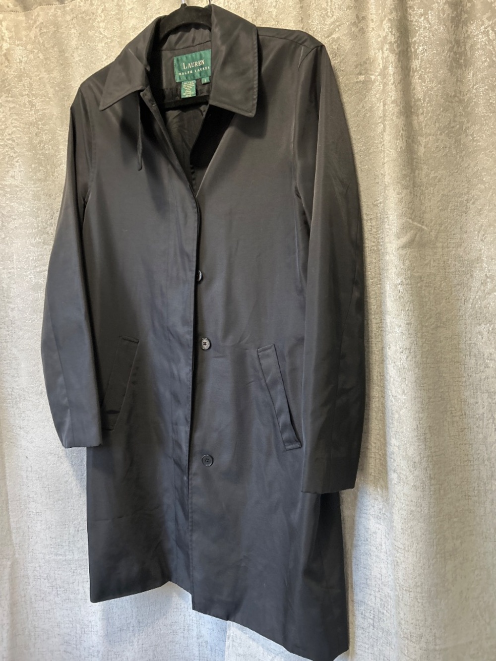 LAUREN RALPH LAUREN BLACK TRENCH COAT SIZE SMALL - Picture 5 of 16